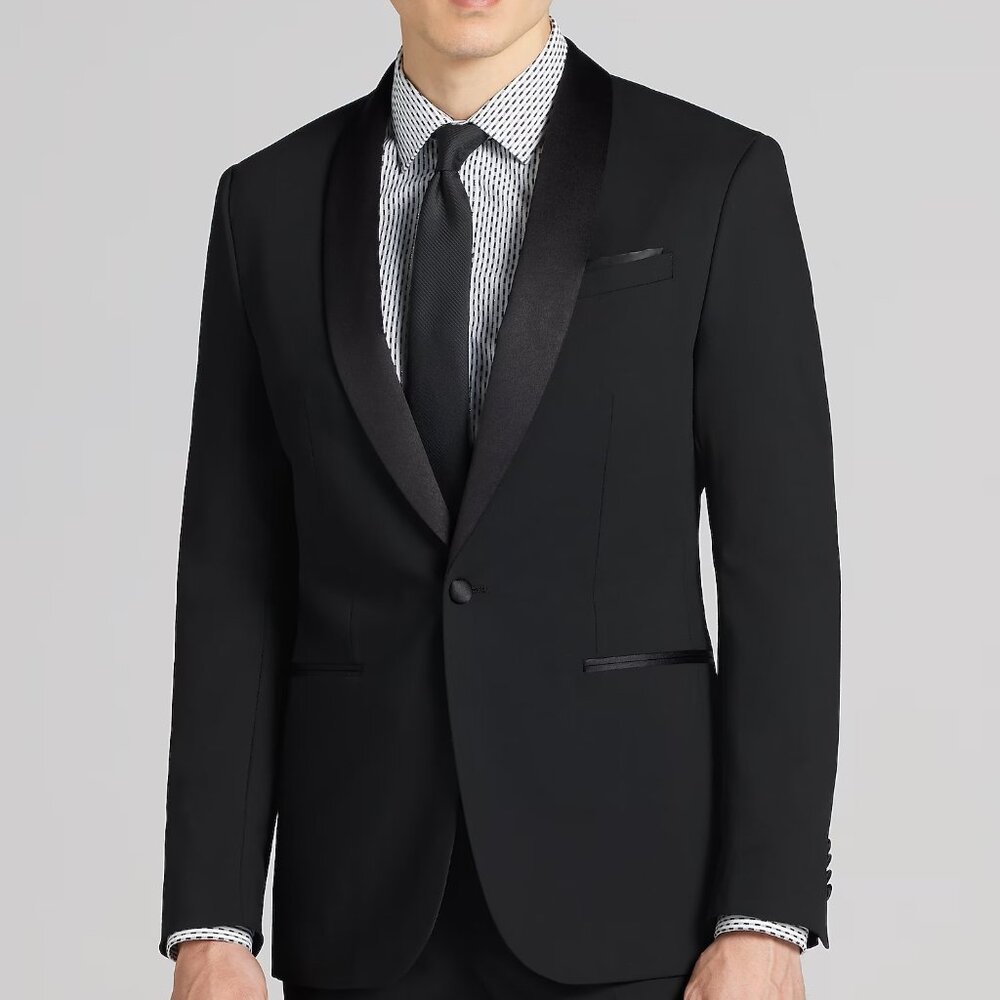 NEW Egara Skinny Fit Satin Shawl Tuxedo Jacket 40 LONG 40L